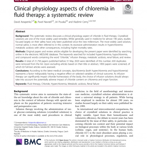 Clinical physiology aspects of chloremia in fluid therapy: a systematic review
